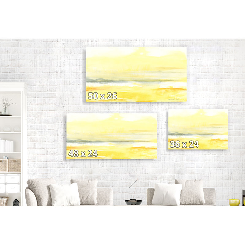Jaune, aquarelle, abstrait, noir, blanc, doux, teinture, safran, H 16 po x l 24 po x P 1,5 po