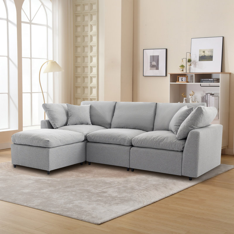 Mackai 104'' 4-Piece Sectional Sofa, Light Gray