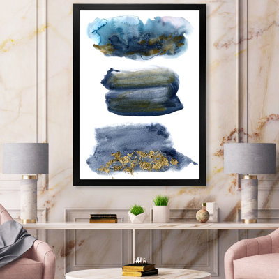 Aquatic Abstracts Clouds with Golden Touches - Peinture sur toile encadrée