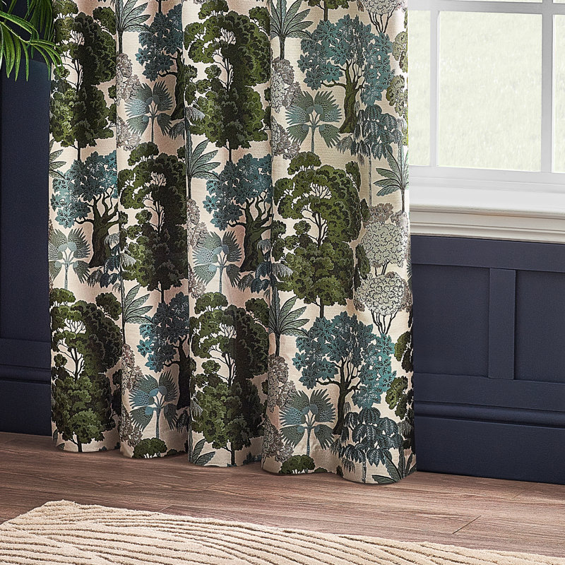 Cashwell Jacquard Eyelet Curtains, Green, 117 x 183 cm
