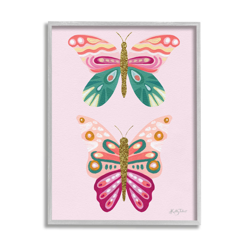 «Pretty Glittery Butterflies Collage» par Kelley Talent - impression, H 14 po x l 11 po x P 1,5 po