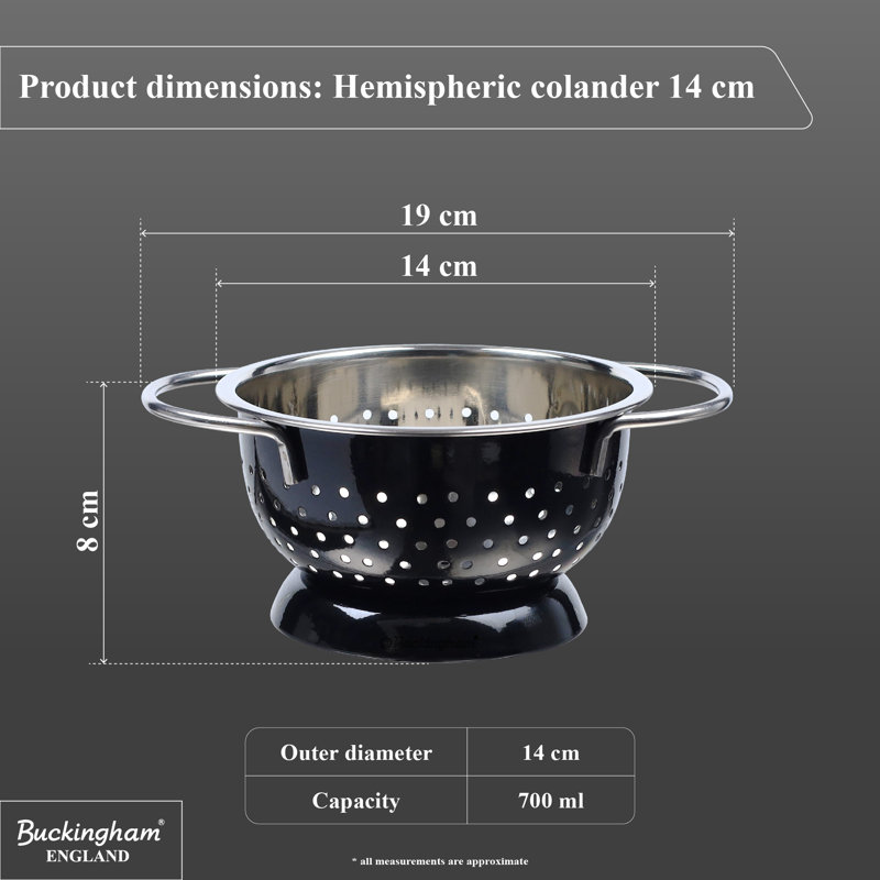 Buckingham Stainless Steel Colander, Black