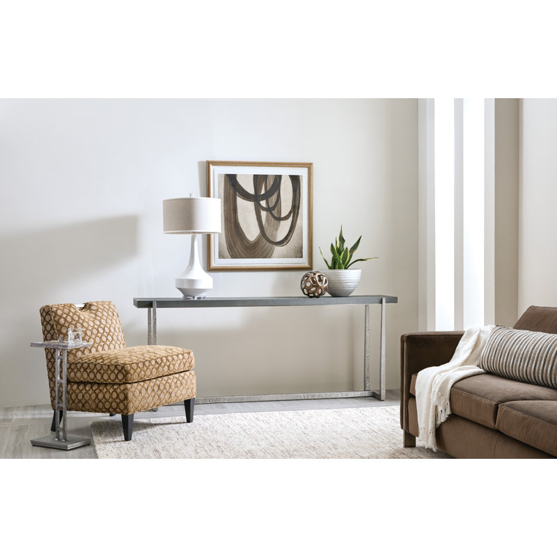 Gray Pewter Metal and Faux Shagreen Console Table