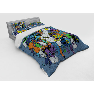 Ensemble de housse de couette en microfibre Indie Blue