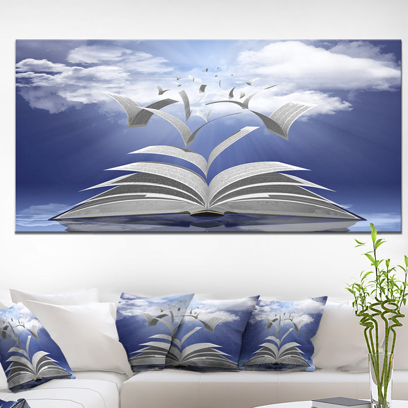 Livre pages Skyward - impression sur bois, H 28 po x l 60 po x P 1,5 po, Toile tendue