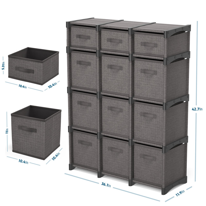 Britteny 12 Drawer Closet System, Gray