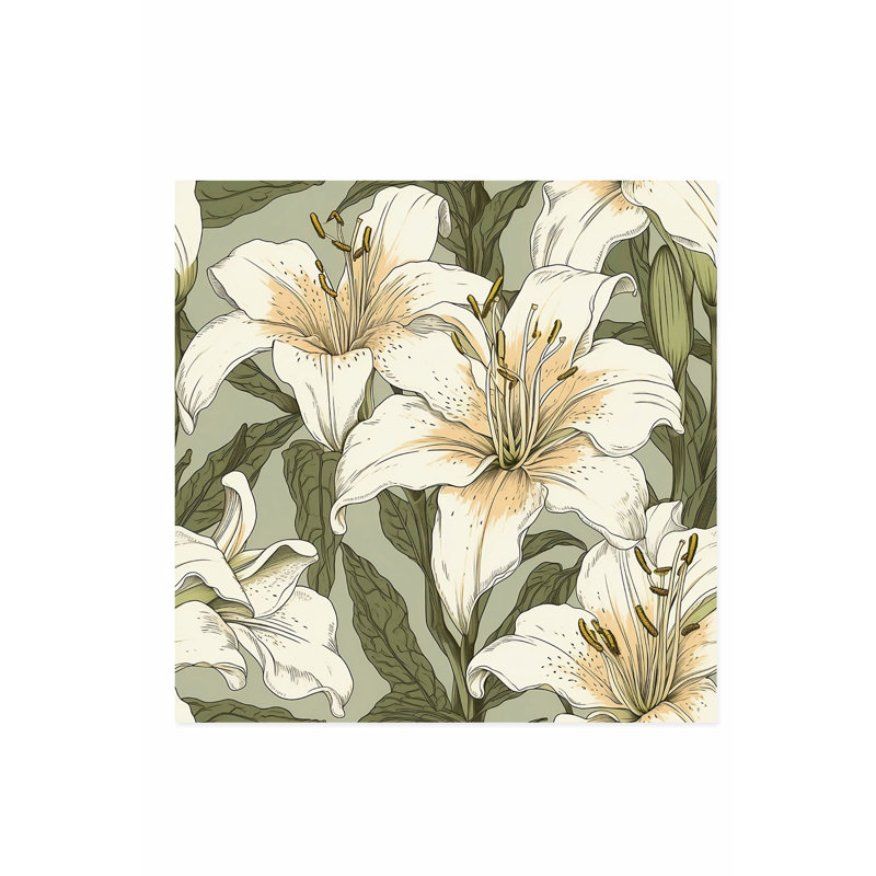 Floral lys fleurs, chalet, reproduction d'art non encadrée, H 16 po x l 16 po