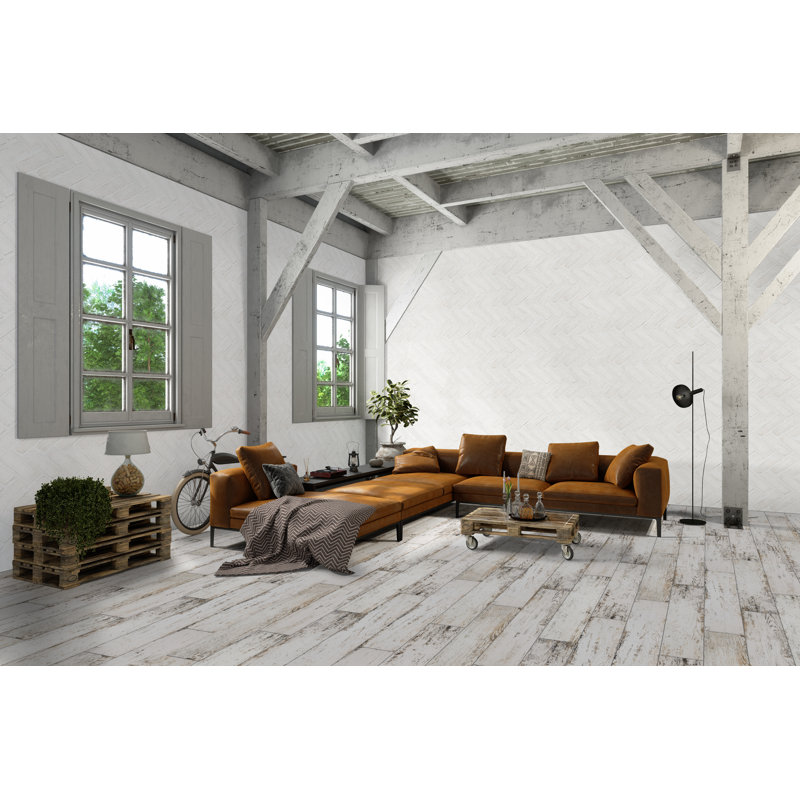 MSI 12 in. x 15 in. Natural Textured Clay Brick Mosaic Floor and Wall Tile, Alpine White