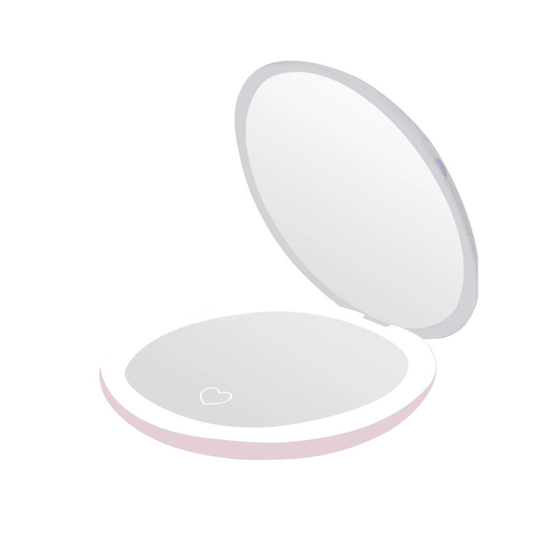 Head In The Clouds Stitch LED Compact Mirror with 3x Magnified Top Mirror, Stitch Artwork Small Round Mirror with LED Lighting
