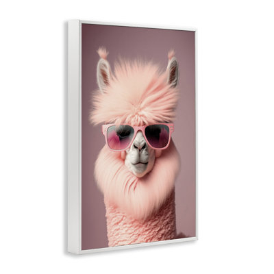 Fluffy Pink Glam Alpaca Giclee Art by Incado