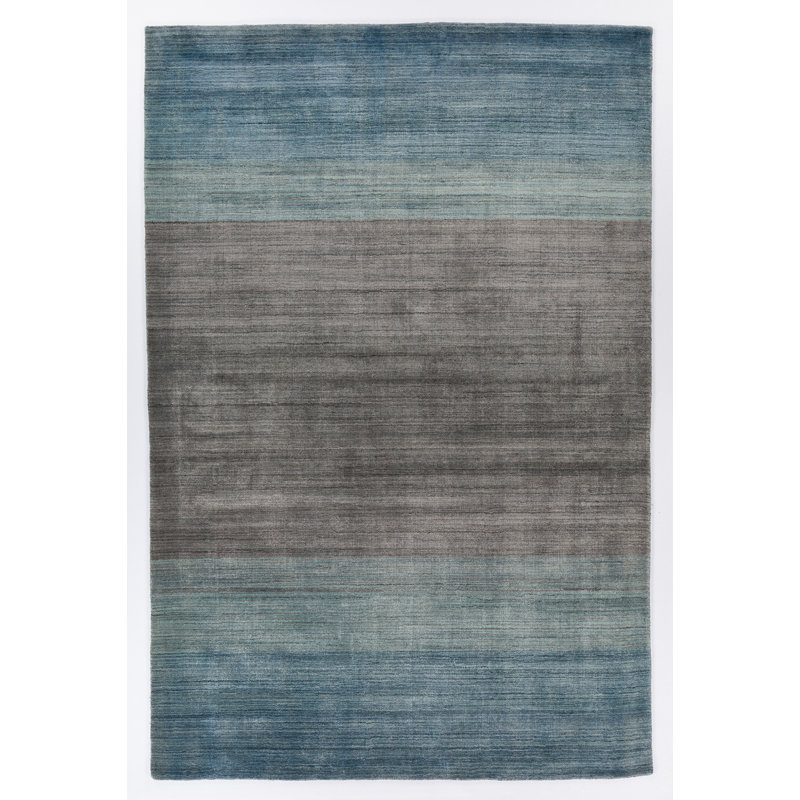 Tapis rayé bleu / gris Yaritza, Rectangle 5 pi x 7 pi 6 po