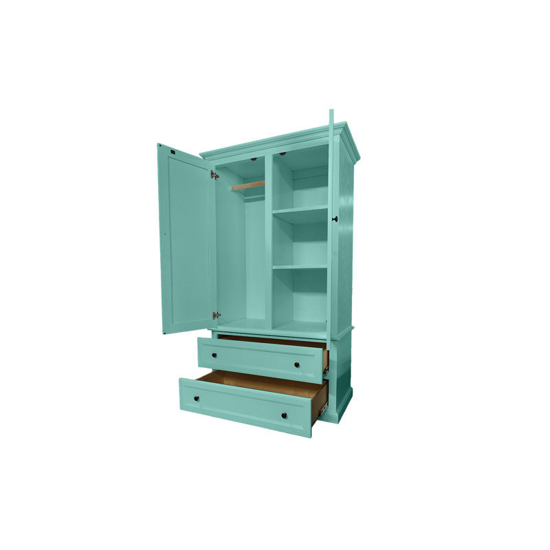 Armoire extra large en chêne massif avec portes à volets, Fiesta turquoise