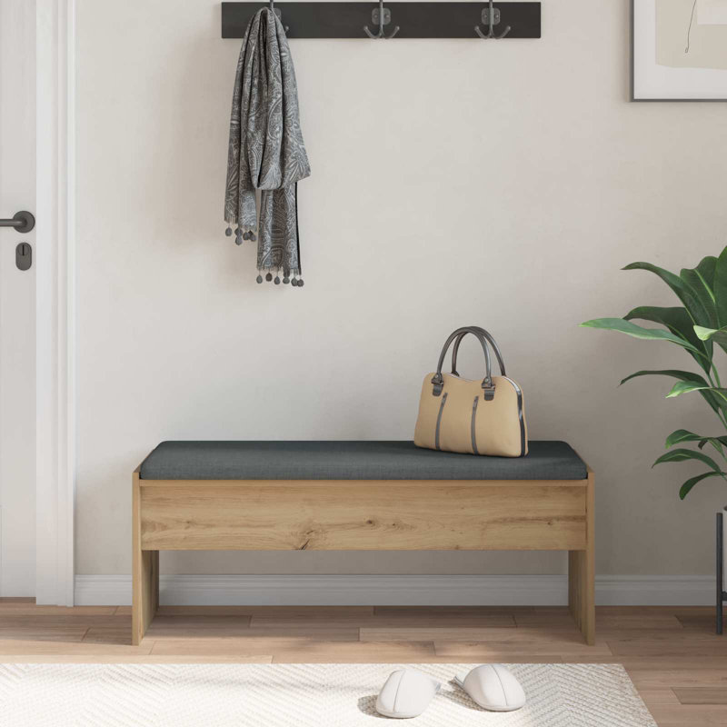Upholstered Bench, 40cm H x 103cm W x 38cm D, Artisan Oak