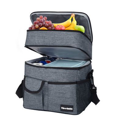 Tirrinia Double-Layer Lunch Box, Reusable Lunch Bag, Lunch Cooler Tote