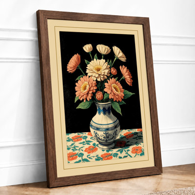 Chrysanthemum Arrangement Botanical - Framed Print