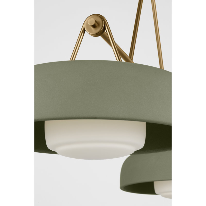 Richard June Transitional Liora Chandelier, Sage, Estate Brass