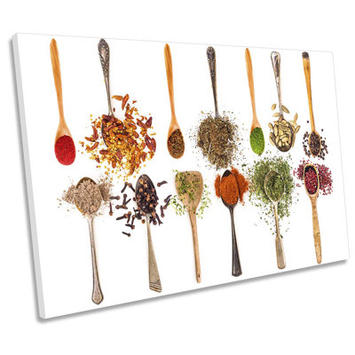 Spices Kitchen Spoons - Wrapped Canvas Print