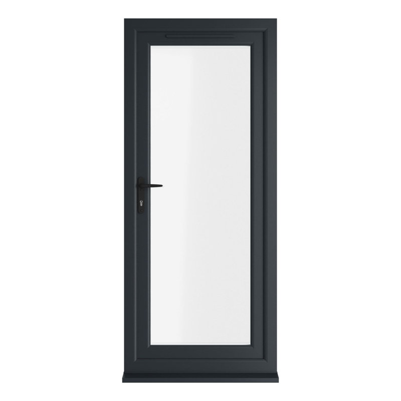 Crystal Direct Clear Glass Finish Polyvinyl Chloride (PVC) Prehung Door, Right , 840mm x 2090mm, Grey/White