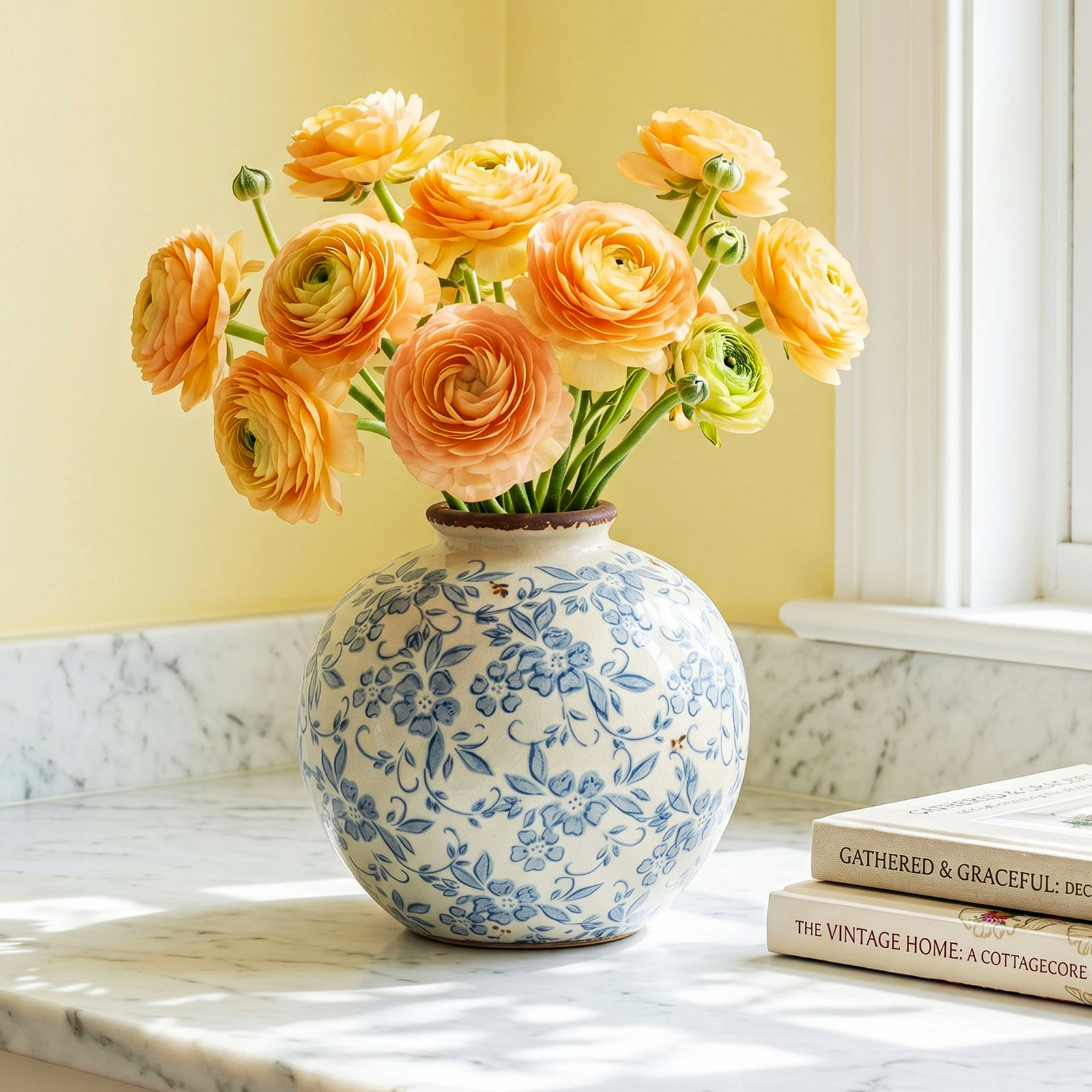 Dolohov Terracotta Table Vase, Blue/Beige