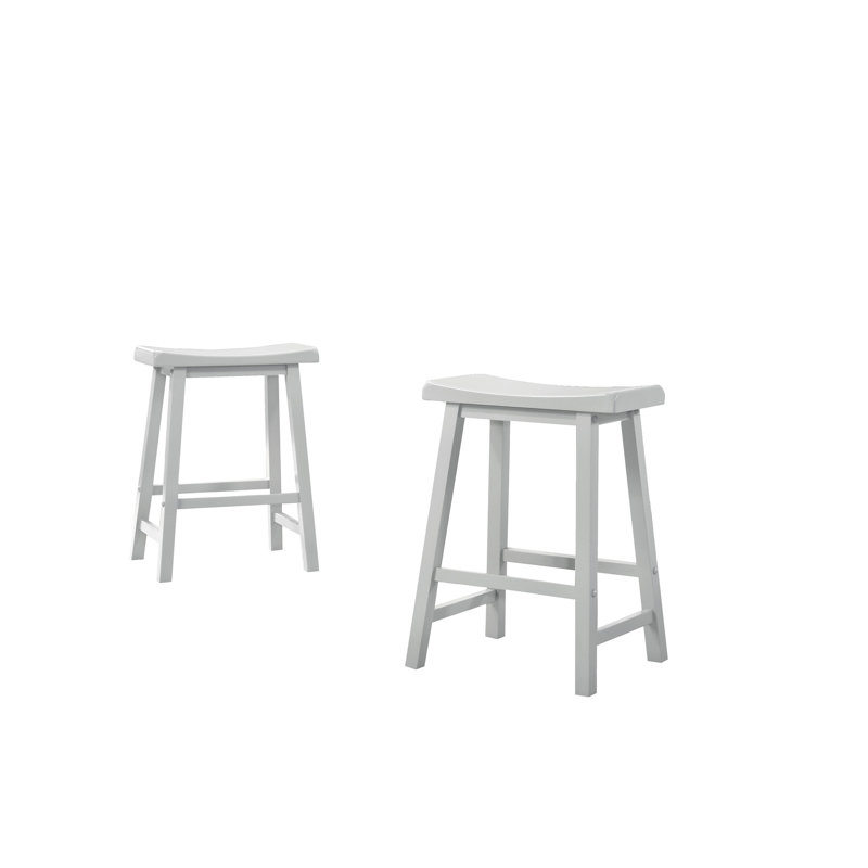 Ensemble de 2 tabourets ergonomiques à hauteur de comptoir de 17,5 po Alonzo, Blanc