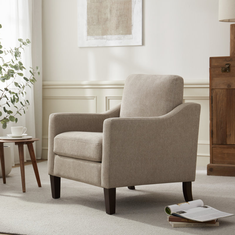 Fauteuil avec pieds en bois massif, Marron clair