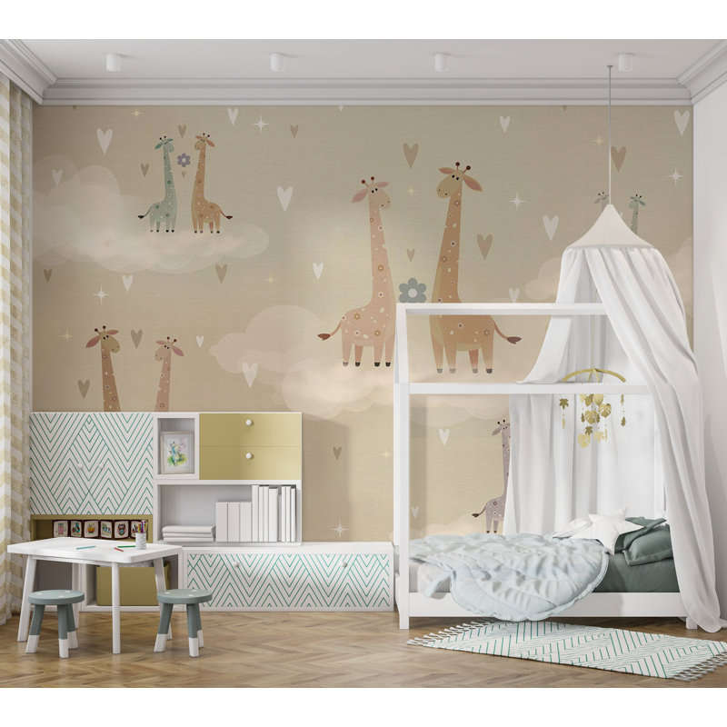 Kids Wallpaper Wall Mural - Giraffes In Love, 177" W x 124" L