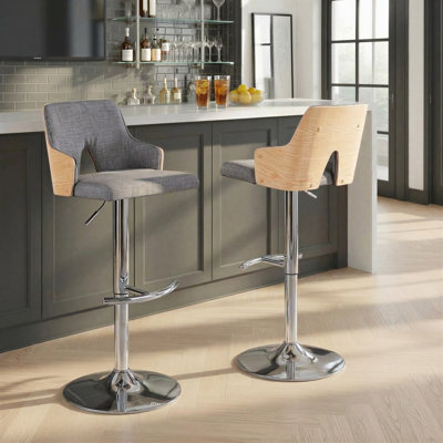 Tabouret de bar ajustable avec repose-pieds arrondi Saltram (ensemble de 2)