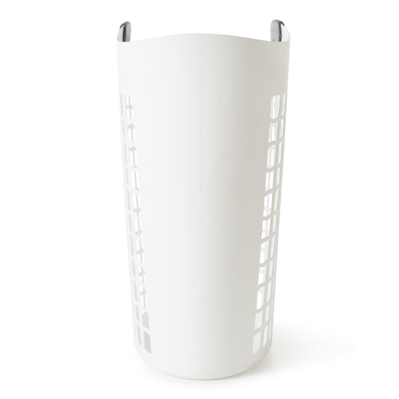 White Plastic Ventilated Upright Laundry Hamper with Handles