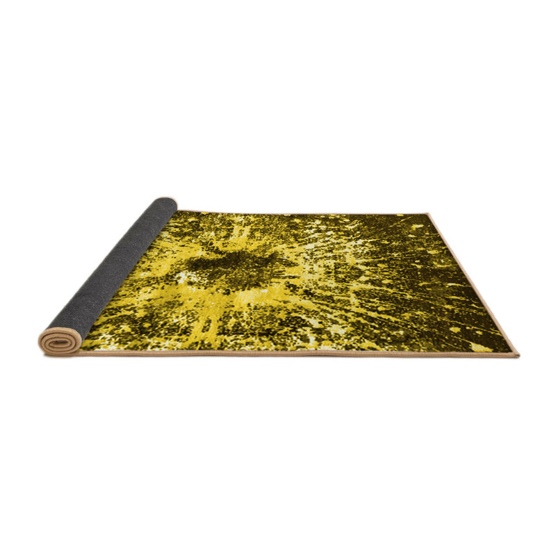 Tapis rond en laine / polyester tissé à la machine de 8 pi de couleur jaune / vert