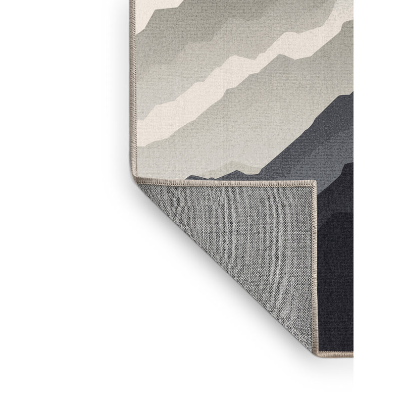 Machine Washable Peksenak Minimalist Ombre Rug in Beige – Beige Binding, 6' Square