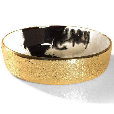 Bianco Nero Medium Round Bowl