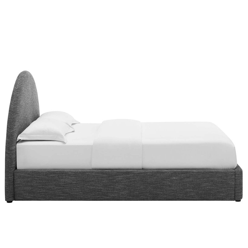 Heathered Slate Full Size Upholstered Velvet Platform Bed