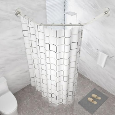 Tringle de rideau de douche en L à fixation murale