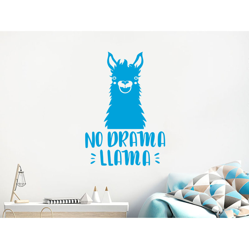 Décalcomanie murale de chambre de bébé llama, Bleu givré