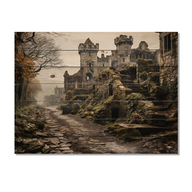 Irlande, château mystique II sur bois, H 10 po x l 20 po x P 0,78 po