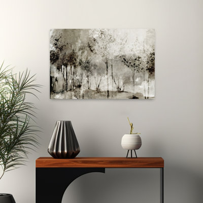 Misty Woodland Reflections Abstract Contemporary Landscape Nature, art mural