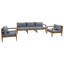 Solid Wood 5 - Person Patio Conversation Set with Cushions