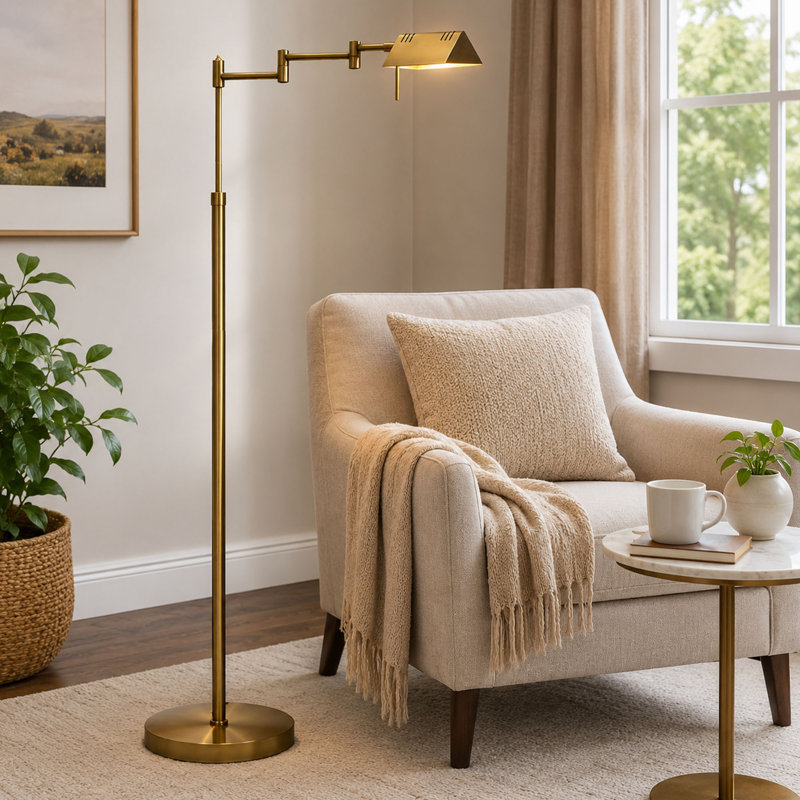Dimmable LED Floor Lamp with Adjustable Swing Arms