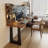 Nut-brown Rectangular Solid Wood+Iron desk-1262718933