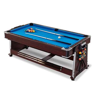 Table multi-jeux 83,86 po 4 en 1 brun avec table de billard, tennis de table, table de hockey pneumatique et table de salle à manger