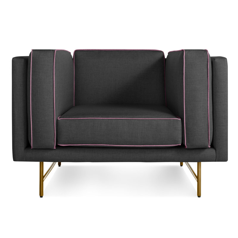 Bank Club Chair, Lava Polyester Blend, Antiqued Brass