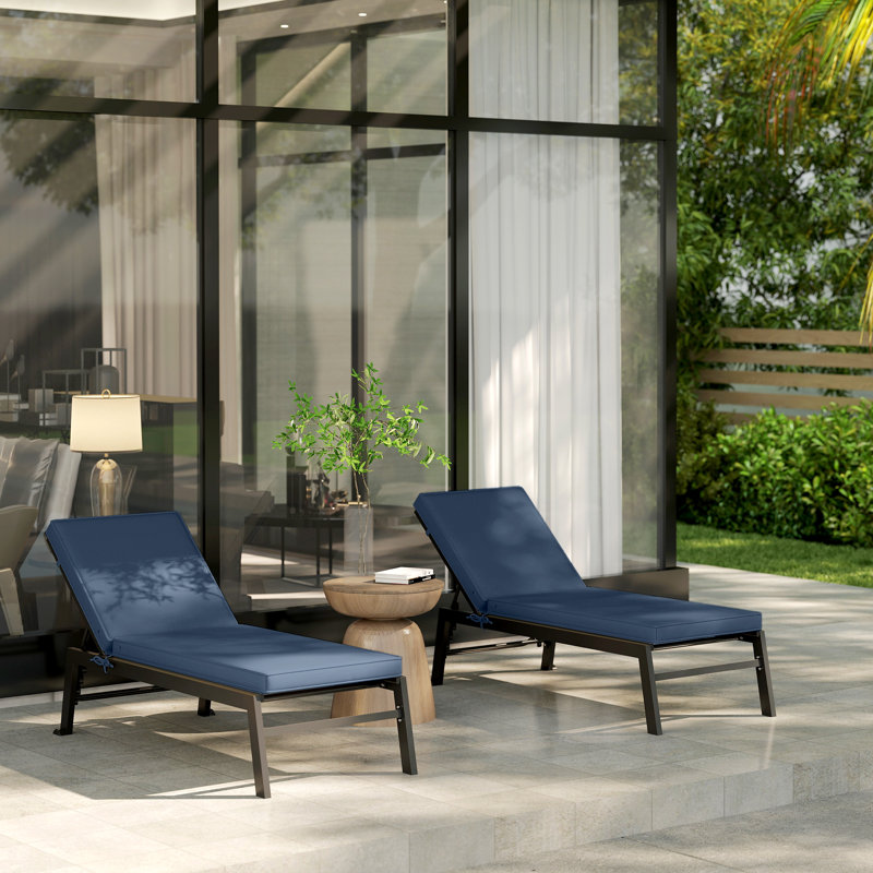 2-Piece Patio Chair Cushions with Backrests, Replacement Cushions for Outdoor Lounge Chair, Sky Blue, Sky Blue