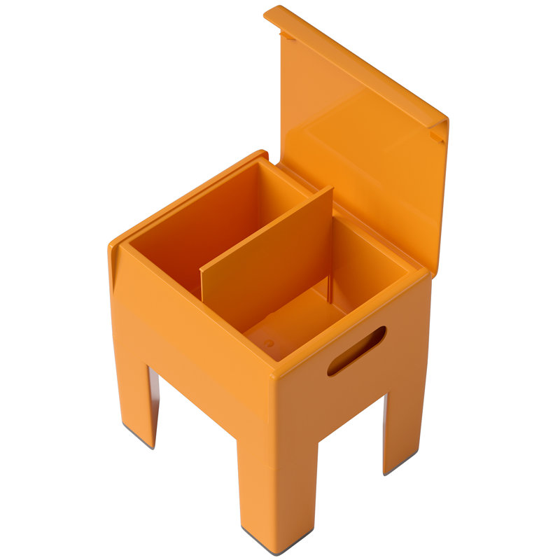 Tabouret de rangement moderne - Table de chevet en plastique multifonctionnelle, table de chevet facile à assembler dans la chambre / dortoir / petit espace | Orange