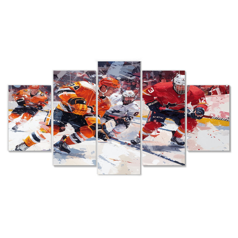 «Hockey Joueurs pendant les Playoffs I» - ensemble d'art mural en toile