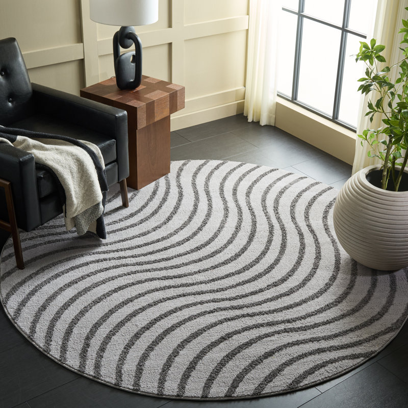 Wave Performance Abstract Indoor Rug, Round 6'7"