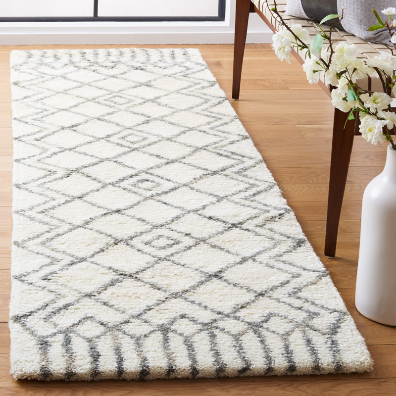 Moroccan Handmade Tufted Ivory/Gray Area Rug, Runner 2'3" x 8'