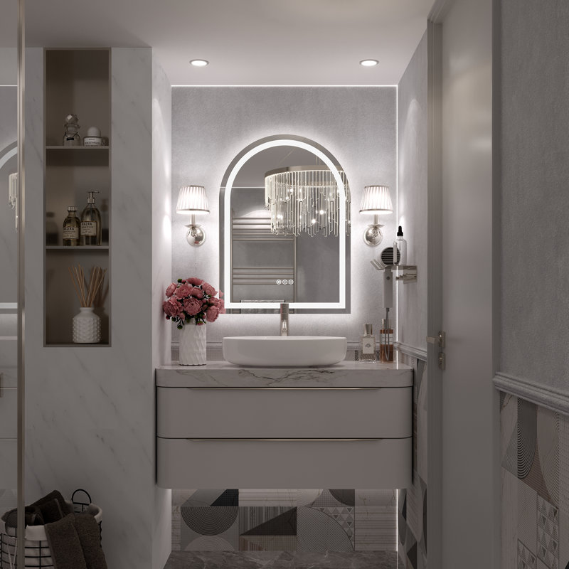 Molly Arched LED Front Light and Backlit Anti-Fog Wall Bathroom/ Vanity Mirror, 32" x 22"