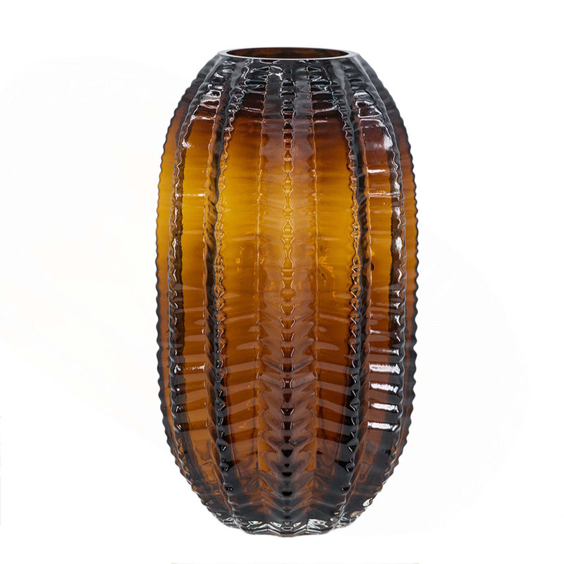 D6X11 "Vase cylindrique en verre texturé avec finition ambrée