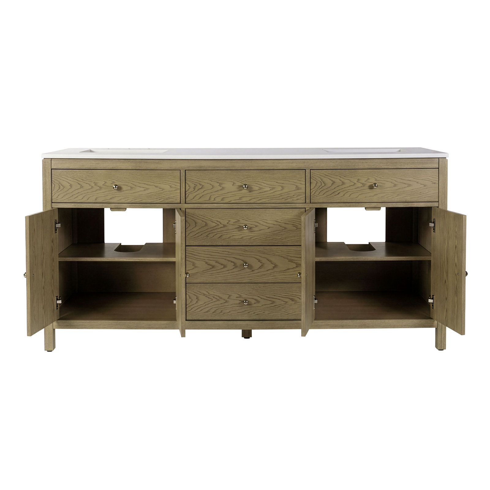 Celine 72" Acacia Double Bathroom Vanity, Light Oak