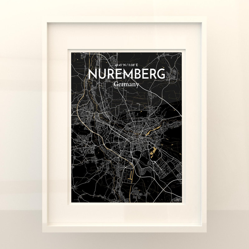 Nuremberg City Map In Luxe - No Frame Print, 20cm H x 16cm W x 0.05cm D